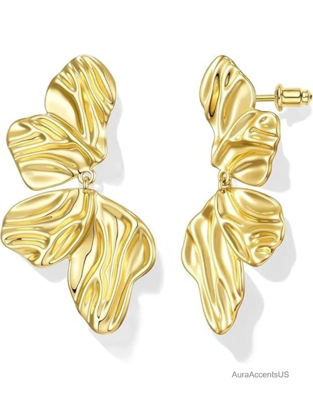 18K Gold Plated Statement Earrings for Women Hypoallergenic Stud Earrings